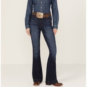 Kimes Ranch Women's Dark Wash Jennifer High Rise Wide Flare jeans